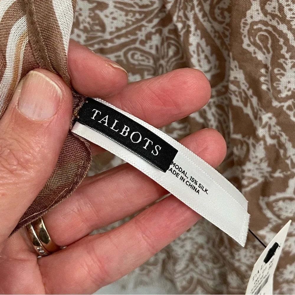 NWT Talbots Paisley Brown Curtain Scarf
